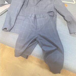 Zara Boys Navy Windowpane Matching Suit Set